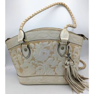 Patricia Nash Cream and Tan Shoulder Bag